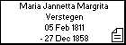 Maria Jannetta Margrita  Verstegen
